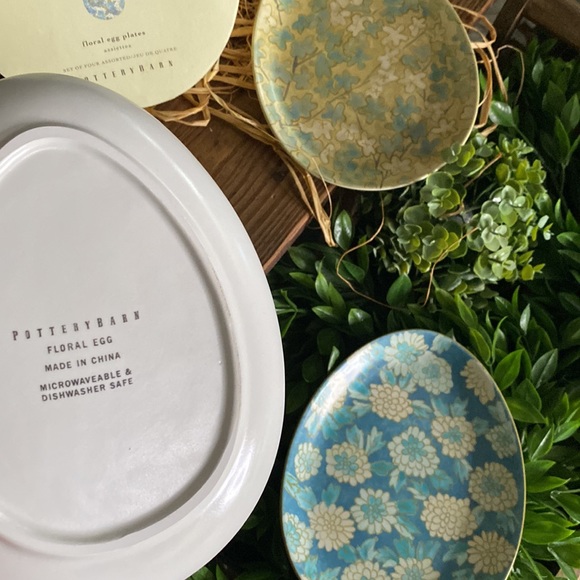 Pottery Barn Happy Easter Floral Egg Shaped Brunch Luncheon Plate Set 🐣🐇 - Picture 16 of 17